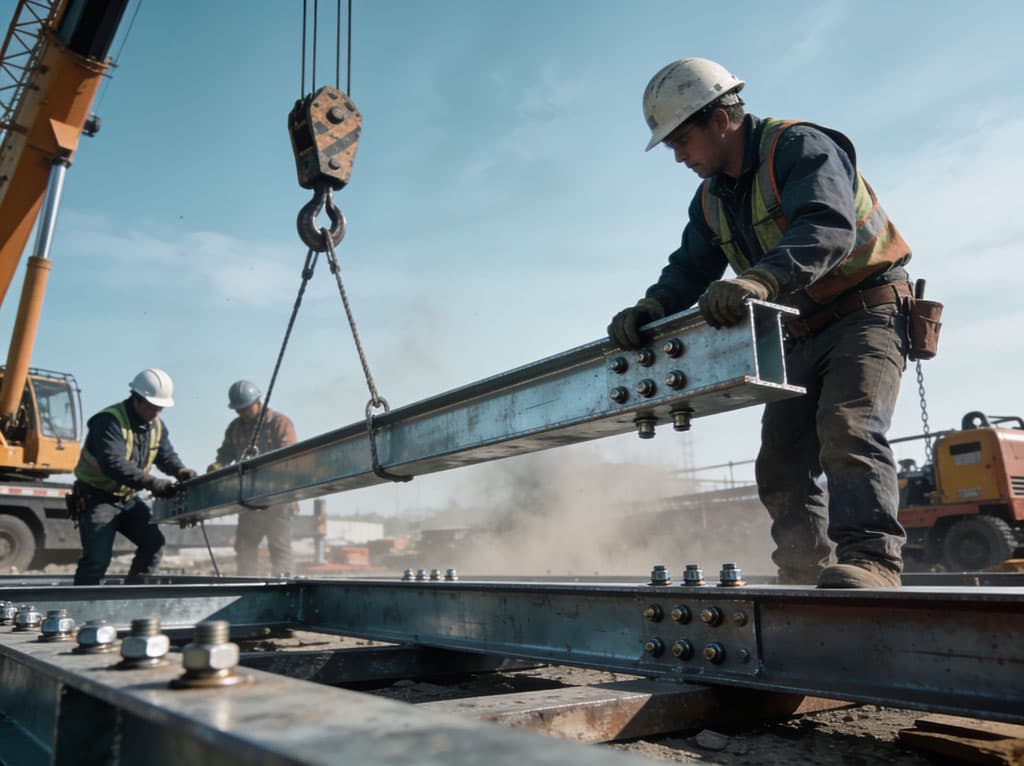 Profesionales de Intervallas trabajando en una estructura metálica en Galicia